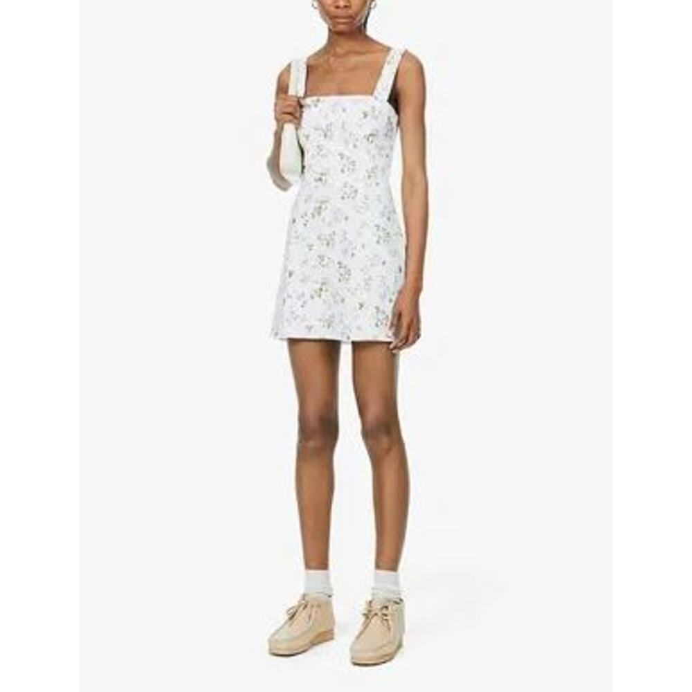 NEW Reformation Brigitte Floral Print Sheath Mini Dress 100% Linen White Size 0 - Picture 3 of 8